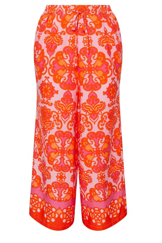 LIMITED COLLECTION Plus Size Orange Abstract Print Wide Leg Trousers | Yours Clothing 7