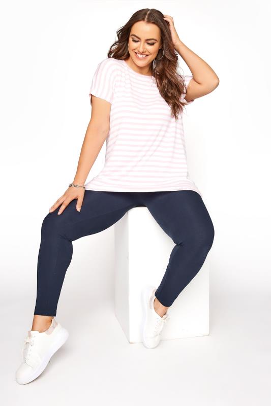 Plus Size  YOURS FOR GOOD Curve Navy Blue Viscose Leggings