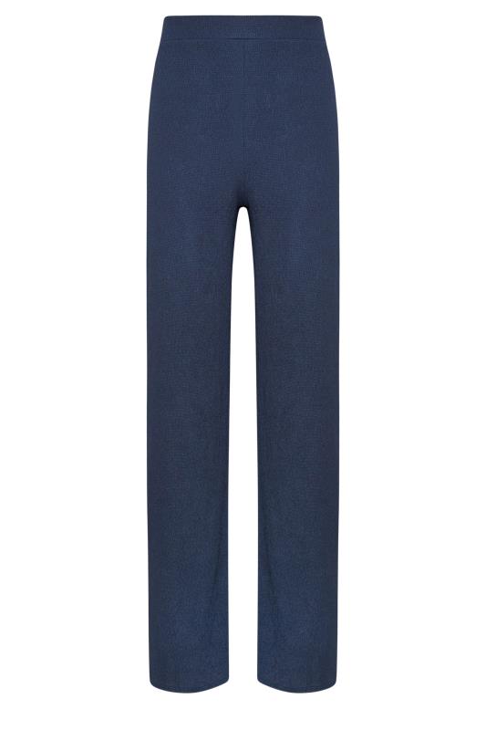 LTS Tall Navy Blue Wide Leg Textured Trousers | Long Tall Sally 5