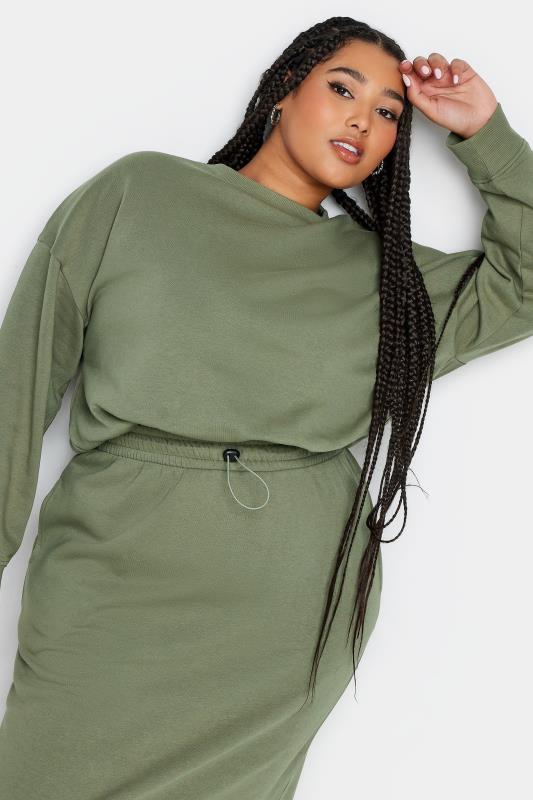  Tallas Grandes LIMITED COLLECTION Curve Khaki Green Cropped Sweatshirt