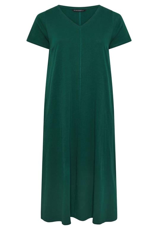 EVANS Plus Size Teal Green Cotton Midi Dress 6
