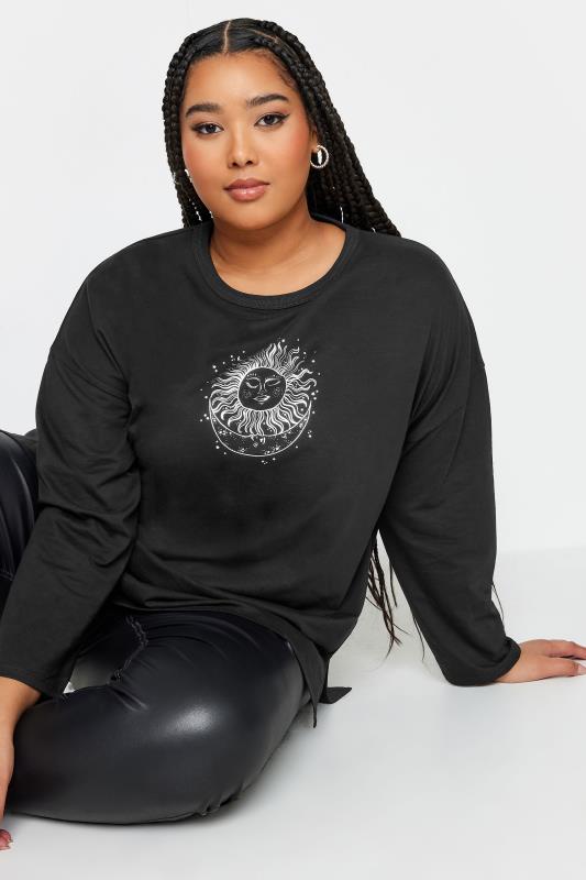 YOURS Curve Black Astrology Print Top | Yours Clothing 4