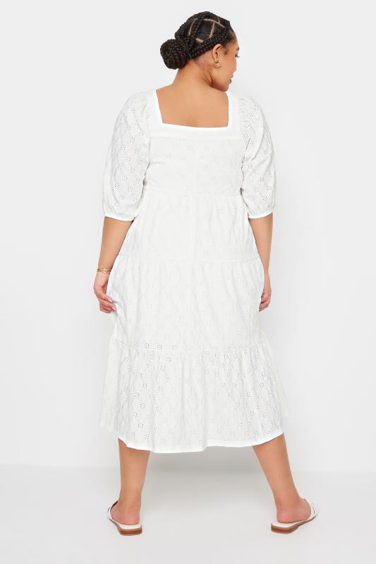 YOURS Plus Size White Broderie Anglaise Button Front Dress | Yours Clothing 4