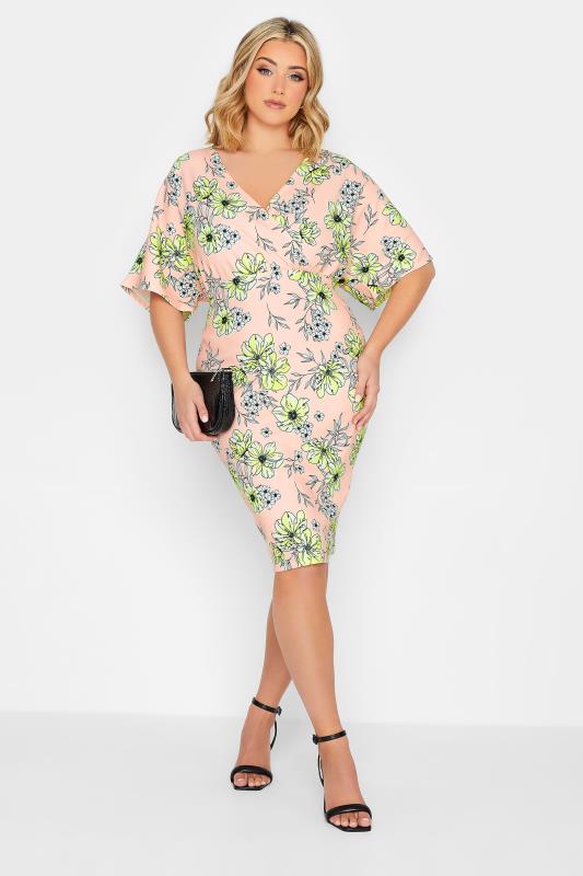 YOURS PETITE Plus Size Blush Pink Floral Print Wrap Dress | Yours Clothing 1