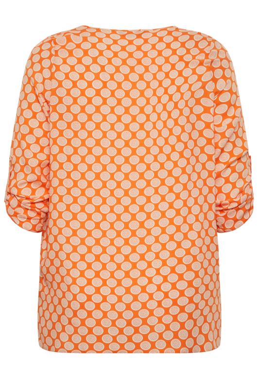 YOURS Plus Size Orange Abstract Spot Print Blouse | Yours Clothing  7