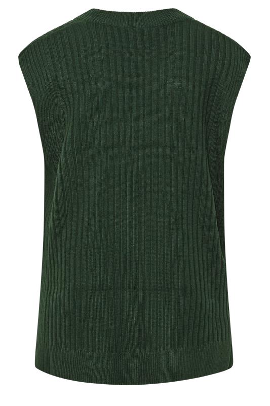 Plus Size Green Ribbed V-Neck Knitted Vest Top | Yours Clothing 7
