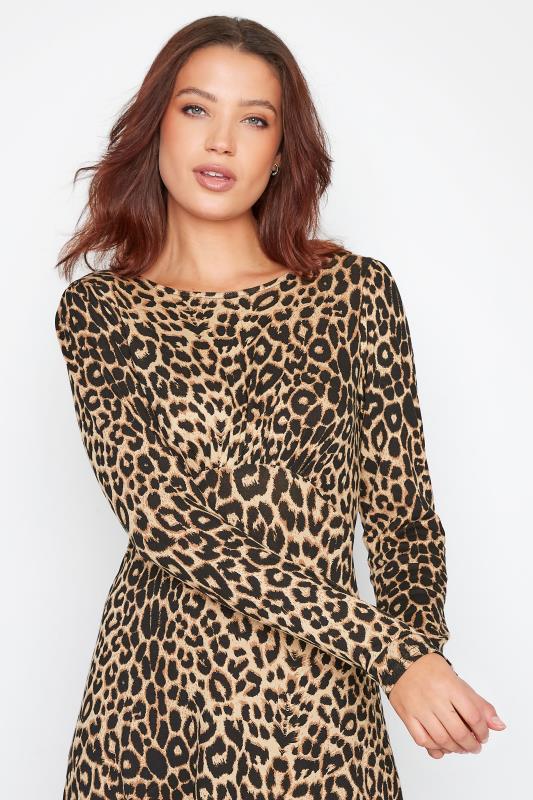 LTS Tall Women's Brown Leopard Print Long Sleeve Tea Dress | Long Tall Sally 4