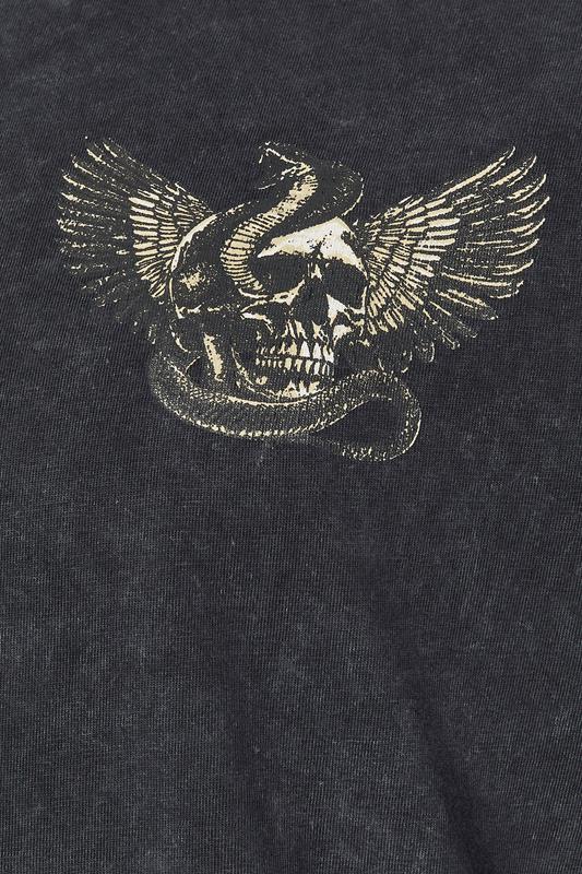 BadRhino Big & Tall Grey Extra Long Snake & Skull Graphic Acid Wash T-Shirt | BadRhino 8