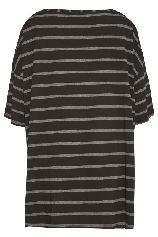 Curve Black & Grey Stripe Oversized T-Shirt 7