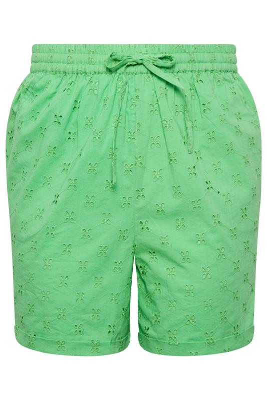 LIMITED COLLECTION Plus Size Green Broderie Anglaise Shorts | Yours Clothing 6