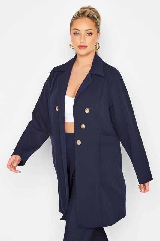 LIMITED COLLECTION Plus Size Navy Blue Button Blazer | Yours Clothing 6