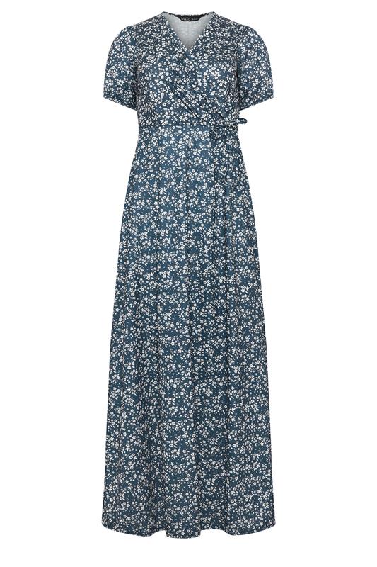 M&Co Navy Blue Ditsy Floral Print Wrap Dress | M&Co 5