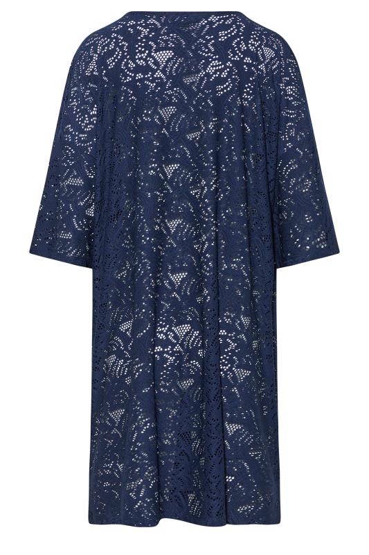 LTS Tall Women's Navy Blue Tie Front Broderie Kimono | Long Talll Sally 7