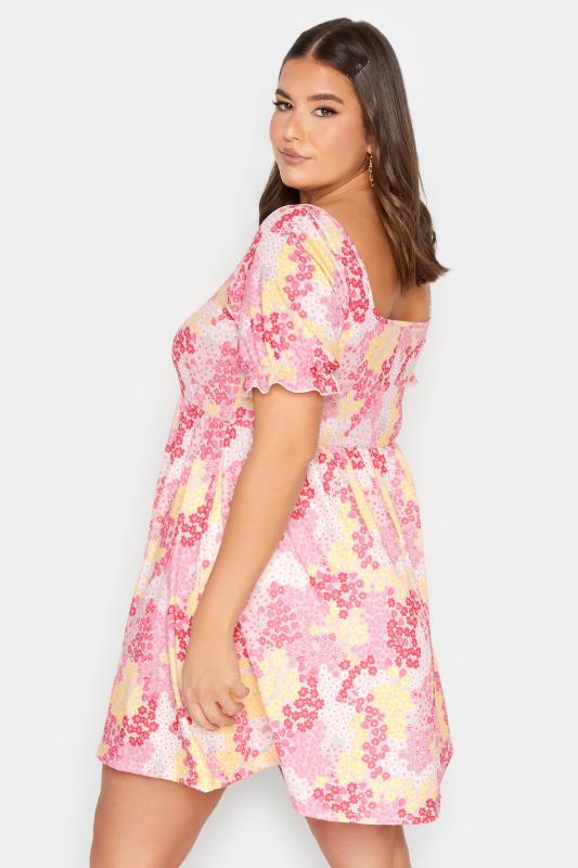 LIMITED COLLECTION Curve Plus Size Pink Ditsy Floral Sweetheart Dress | Yours Clothing  3