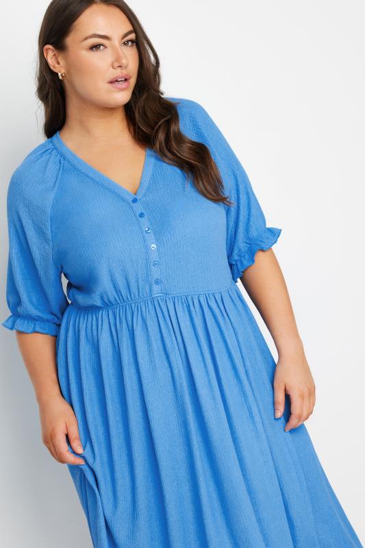 LIMITED COLLECTION Plus Size Blue Textured Midaxi Dress | Yours Clothing  4