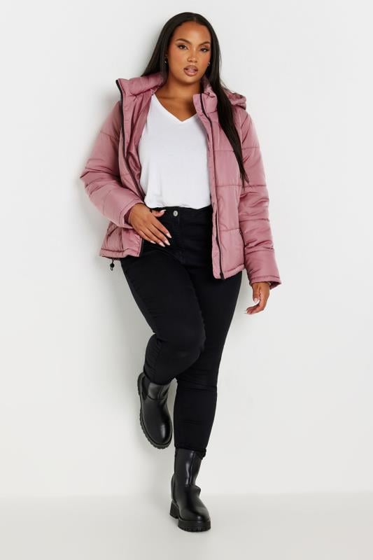 YOURS Plus Size Pink Boxy Short Padded Coat | Yours Clothing 2