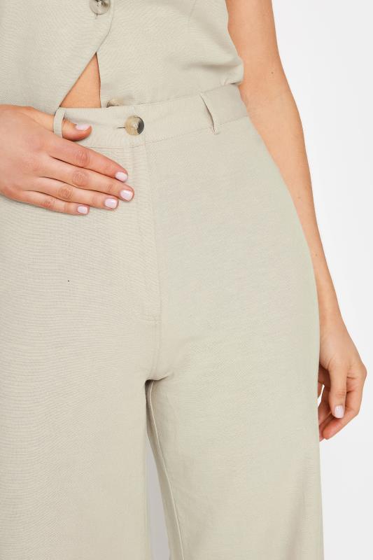 LTS Tall Women's Stone Brown Linen Wide Leg Trousers | Long Tall Sally 5