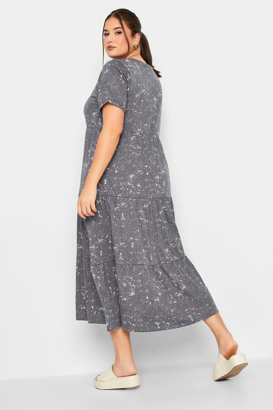 LIMITED COLLECTION Plus Size Grey Acid Wash Cotton Tier Dress | Yours Clothing 4