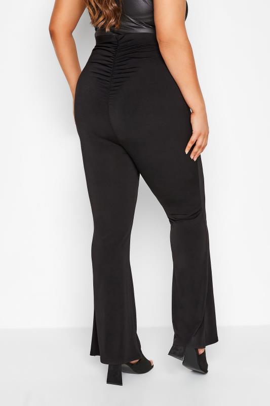 Plus Size Black Ruched Back Flared Trousers | Yours Clothing 4