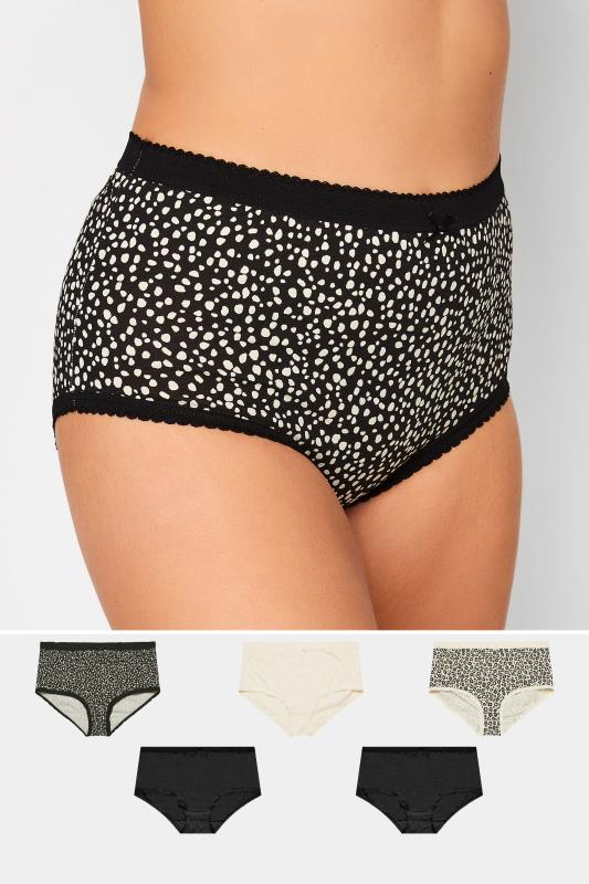 Plus Size 5 PACK Nude Animal Print High Waisted Full Briefs | Yours Clothing  1
