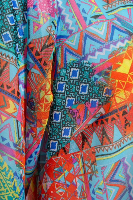 Plus Size Blue Tribal Kimono | Yours Clothing  6