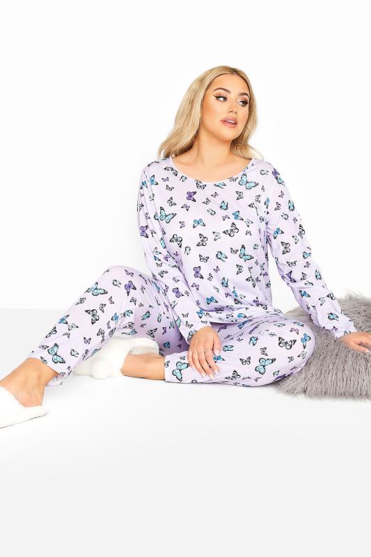 Plus Size  Lilac Butterfly Lounge Set