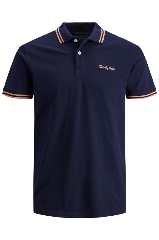  Grande Taille JACK & JONES Big & Tall Navy Blue Double Tipped Polo Shirt