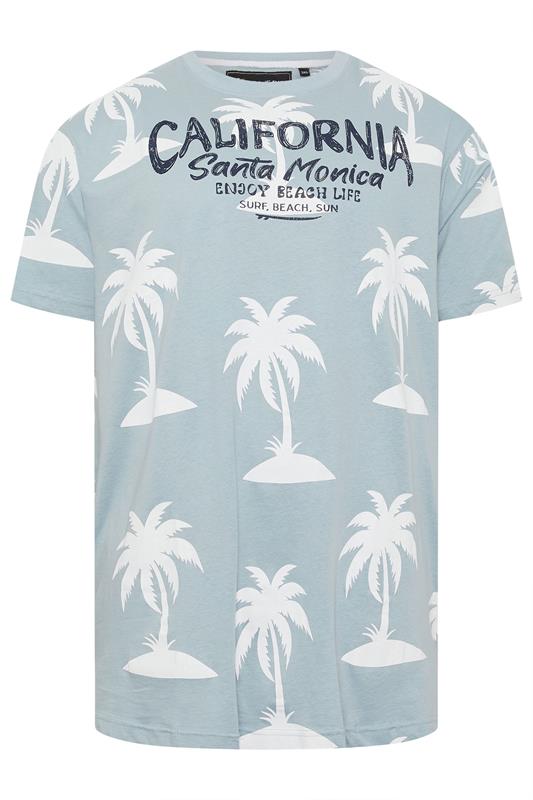 KAM Big & Tall Light Blue Palm Print T-Shirt | BadRhino 2