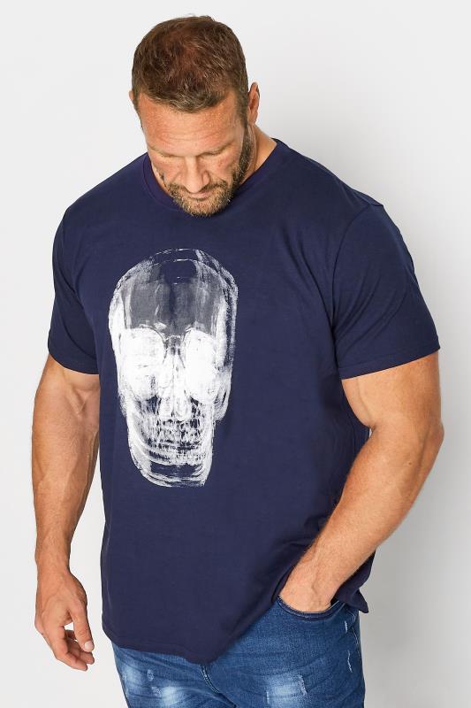 Men's  BadRhino Big & Tall Navy Blue X-Ray Skull Print T-Shirt