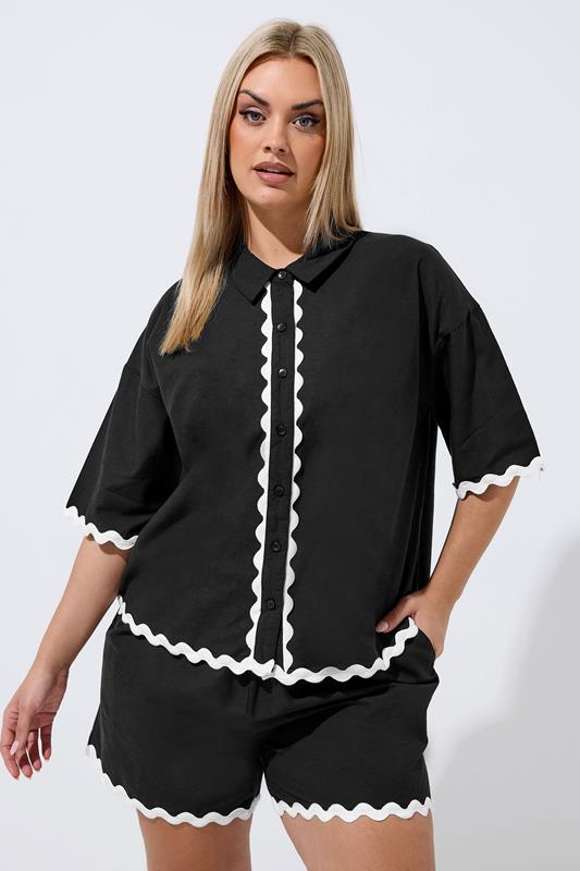  LIMITED COLLECTION – Hemd in Schwarz mit Wellensaum