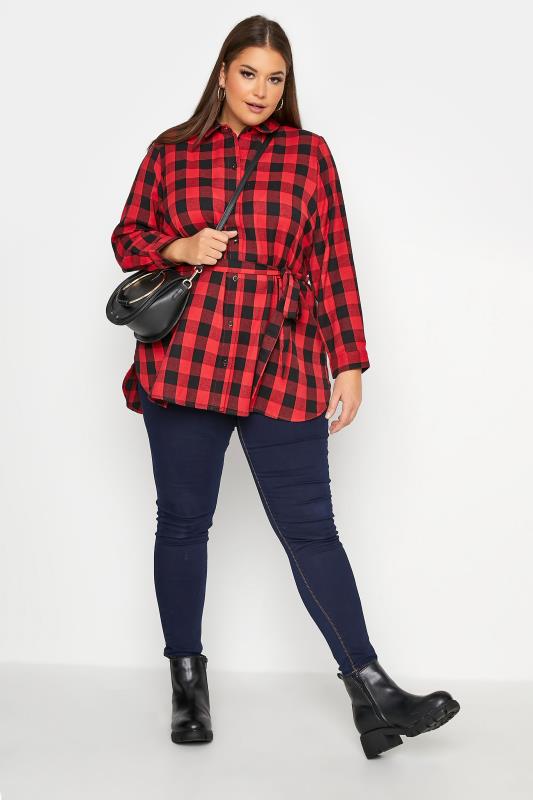 LIMITED COLLECTION Red Gingham Tie Waist Shirt_B.jpg