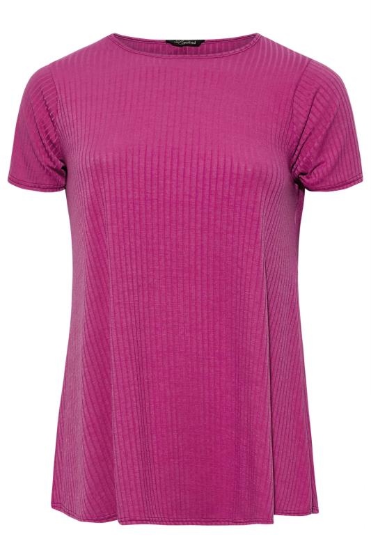 LIMITED COLLECTION Curve Dark Pink Ribbed Swing Top 6