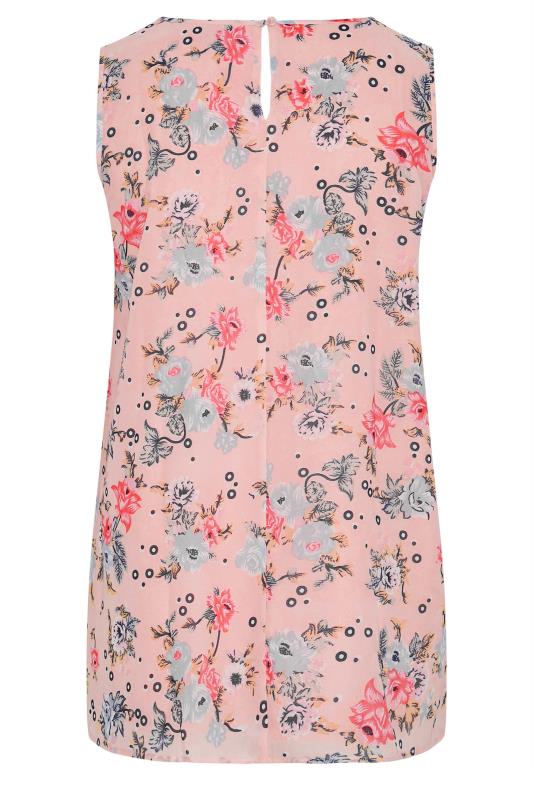 Curve Pink Floral Print Pleat Front Sleeveless Blouse 7