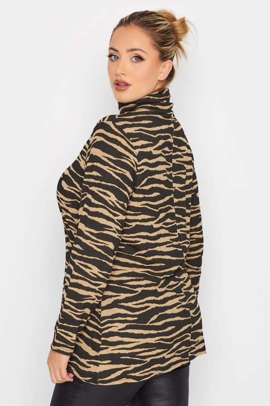 LIMITED COLLECTION Plus Size Black & Brown Zebra Print Turtle Neck Top | Yours Clothing 4