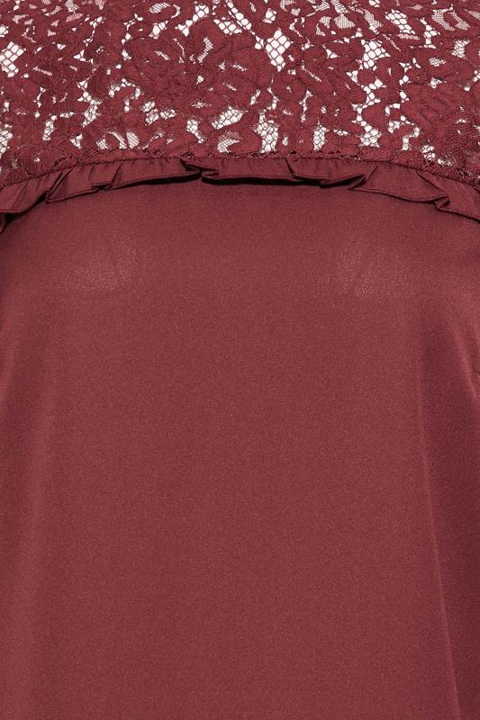 LTS Tall Women's Burgundy Red Lace Detail Blouse | Long Tall Sally 5