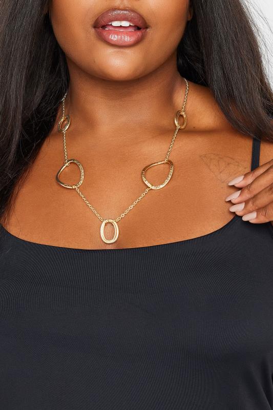 Plus Size  Gold Tone Statement Oval Link Necklace