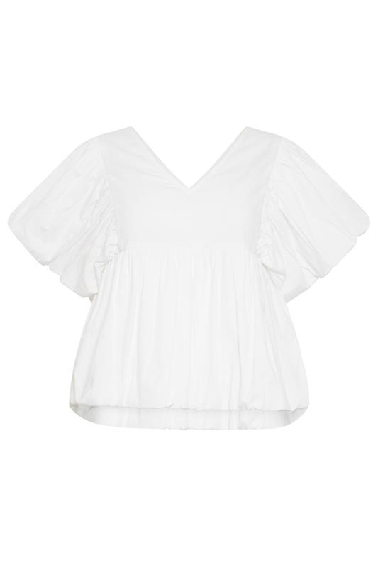 PixieGirl Petite Women's White Cotton Puff Sleeve Top | PixieGirl 5