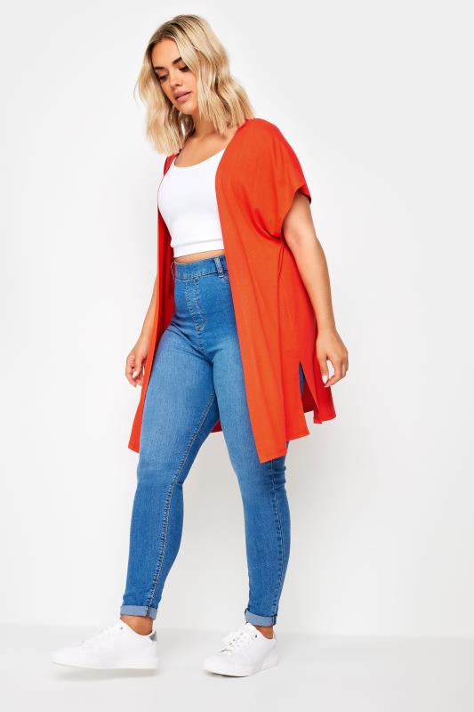 YOURS Plus Size Orange Short Sleeve Cardigan | Yours Clothing 3
