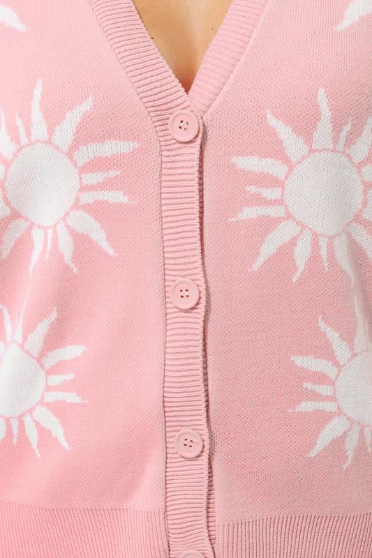 LIMITED COLLECTION Plus Size Pink Sun Balloon Sleeve Knitted Cardigan | Yours Clothing 5