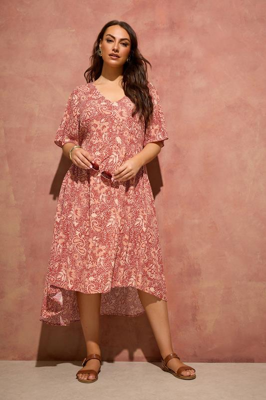  EVANS vestido midi con escote de pico de color terracota
