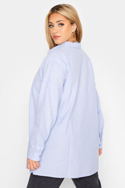 YOURS FOR GOOD Curve Blue Stripe Oversized Shirt 3