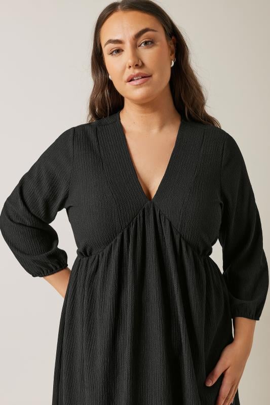 EVANS Plus Size Black Crepe Midi Dress | Evans 4