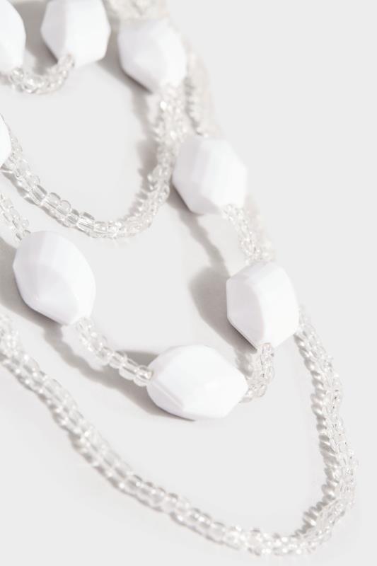 White Beaded Layered Necklace 3