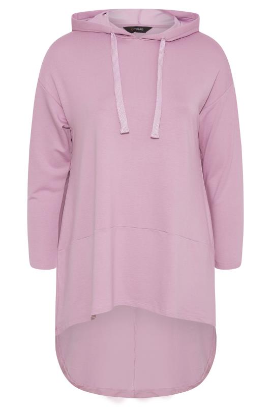 Plus Size Lilac Purple Dipped Hem Longline Hoodie | Yours Clothing 6