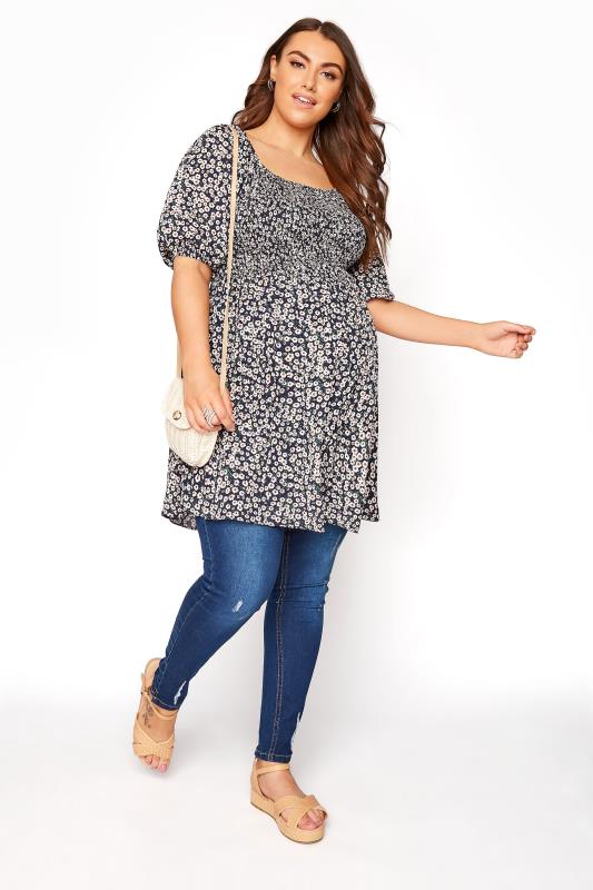BUMP IT UP MATERNITY Curve Ditsy Shirred Bodice Top 3