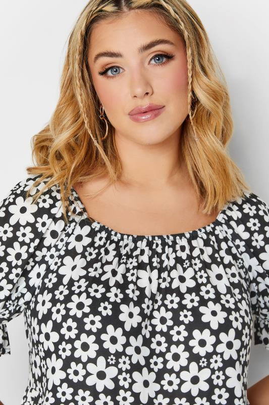 LIMITED COLLECTION Plus Size Black Retro Floral Print Top | Yours Clothing  4