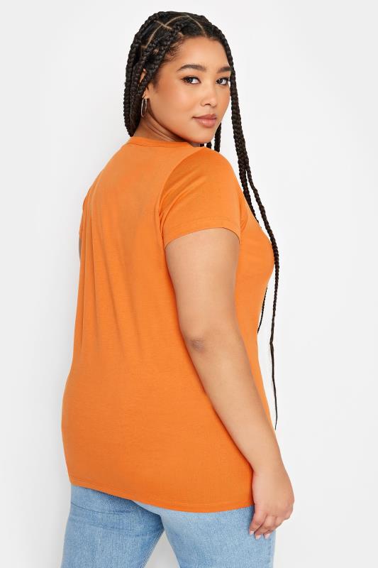 YOURS Plus Size Orange Cotton Blend T-Shirt | Yours Clothing 3
