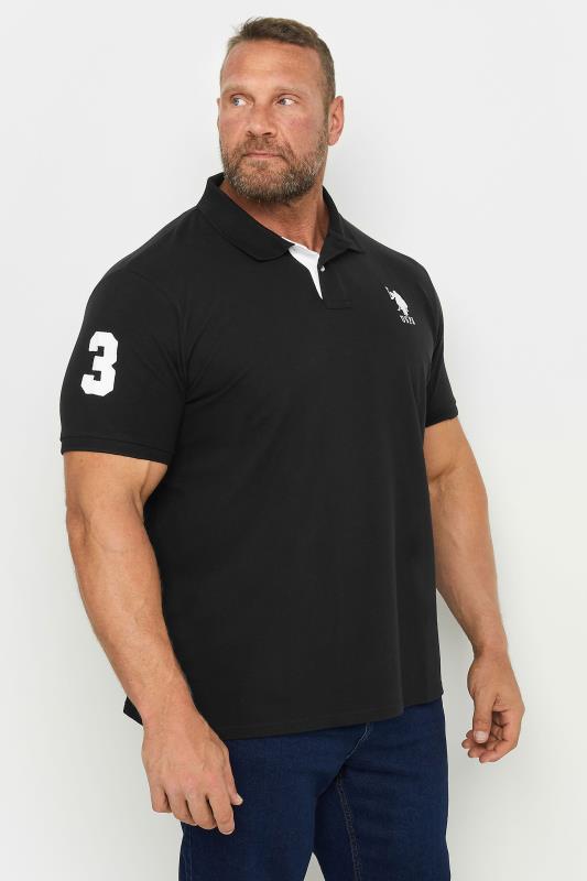  Grande Taille U.S. POLO ASSN. Big & Tall Black Player 3 Pique Polo Shirt