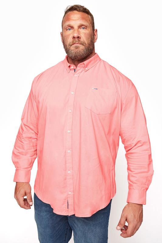 BadRhino Big & Tall Pink Essential Long Sleeve Oxford Shirt 1