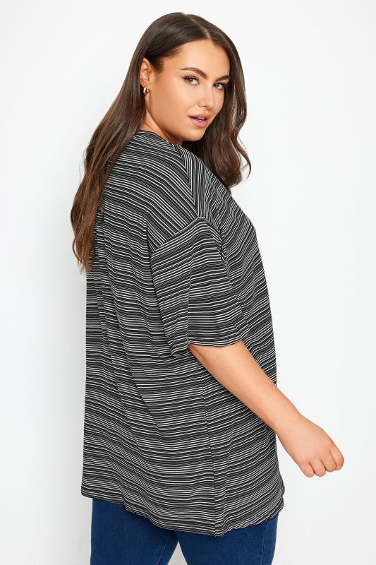 YOURS Plus Size Blue Striped Oversized Boxy T-Shirt | Yours Clothing 3